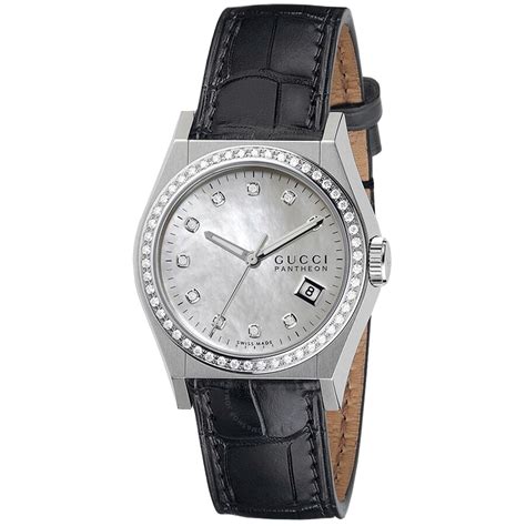 gucci pantheon diamond & mother of pearl dial women's chronograph|gucci pantheon watch price.